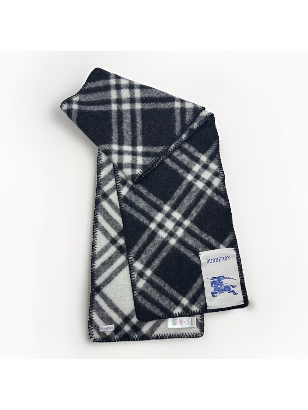 Authentic Burberry Check Wool Scarf - Black - Current Style - Retail $645 EUC